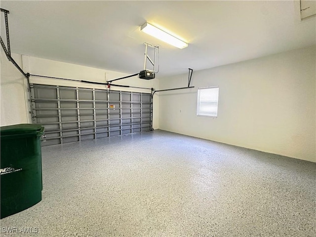 garage with a garage door opener