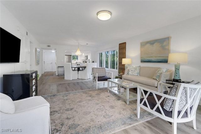 living room featuring light hardwood / wood-style floors