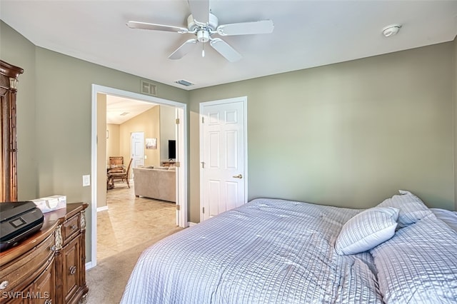 bedroom featuring ceiling fan