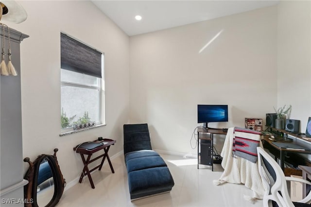 home office featuring light tile patterned floors