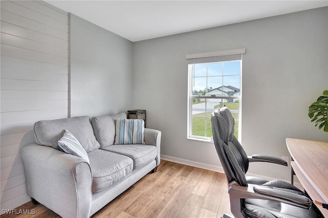 home office featuring light hardwood / wood-style flooring