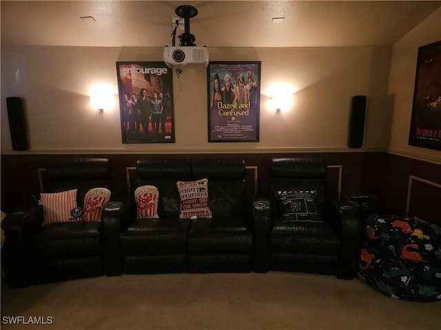 view of carpeted home theater room