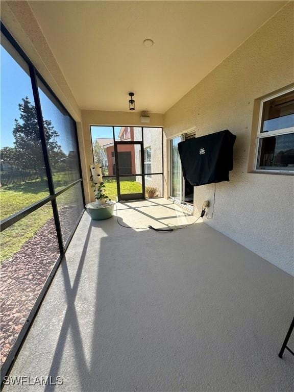 view of unfurnished sunroom