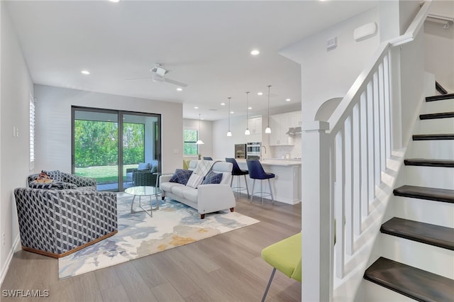 living room featuring light hardwood / wood-style flooring