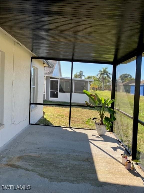 view of unfurnished sunroom