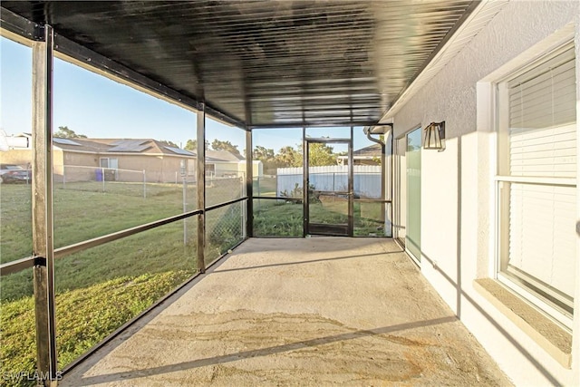 view of unfurnished sunroom