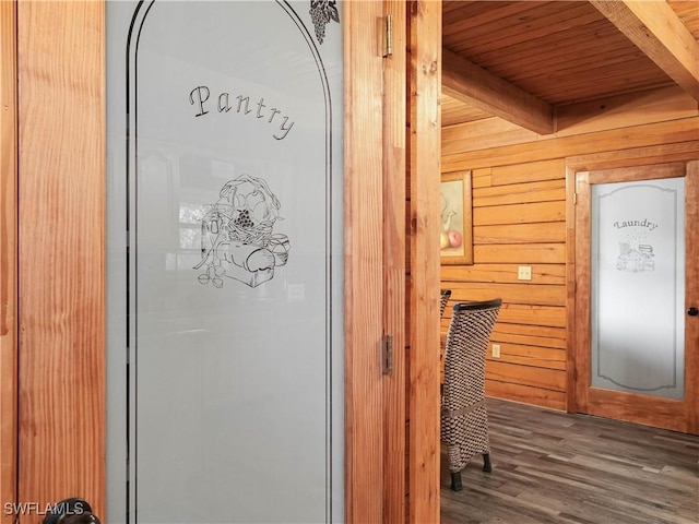 view of sauna with hardwood / wood-style flooring