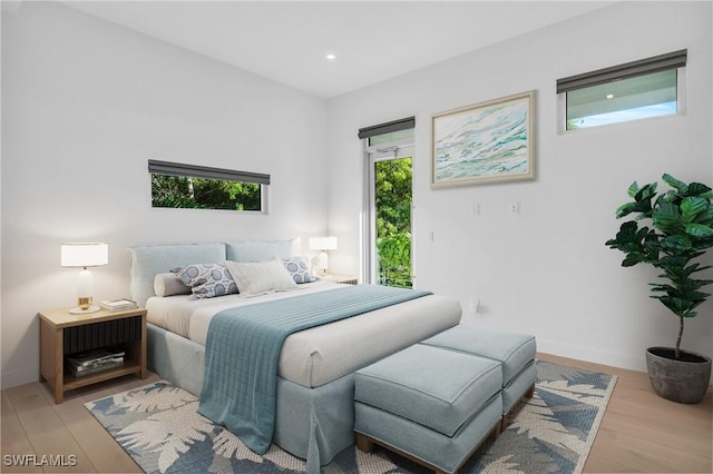 bedroom featuring light hardwood / wood-style flooring