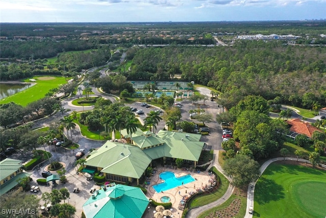bird's eye view featuring a water view
