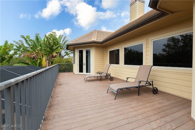 wooden deck with french doors