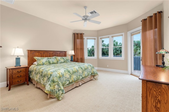 12261 Hammock Creek Way, Fort Myers, FL 33905 - bedroom with access to outside, light carpet, and a ceiling fan