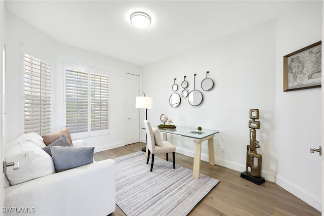 office space featuring light hardwood / wood-style floors