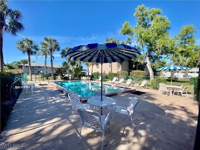 view of pool featuring a patio area