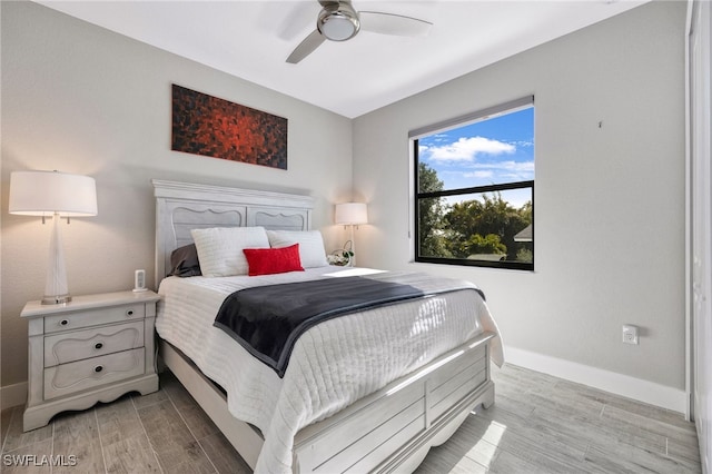 bedroom featuring ceiling fan