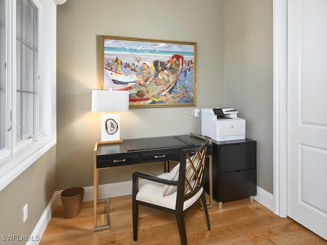 office featuring light hardwood / wood-style flooring