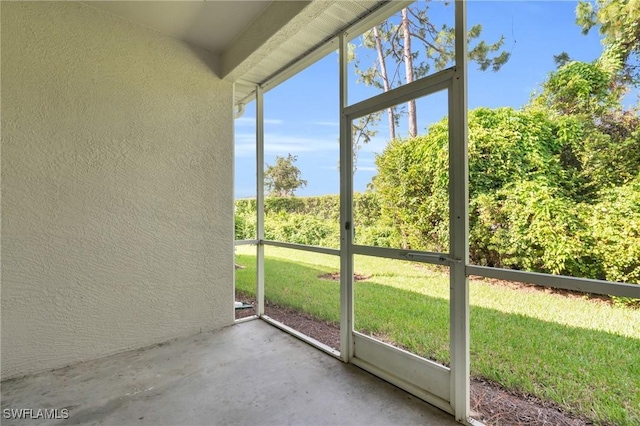 view of unfurnished sunroom