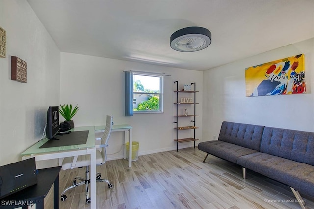 home office featuring light wood-type flooring