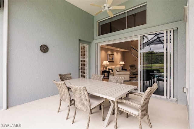 dining area with ceiling fan