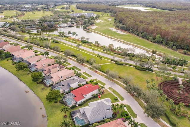 bird's eye view featuring a water view