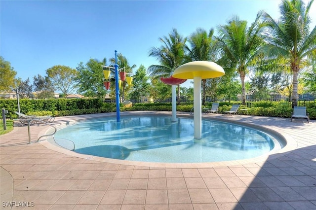 view of swimming pool featuring a patio