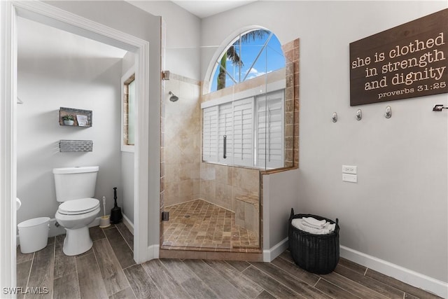 bathroom with toilet and walk in shower