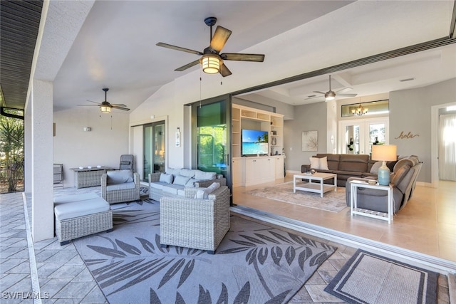 living room with french doors