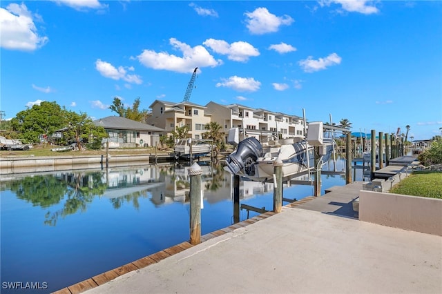 dock area featuring a water view