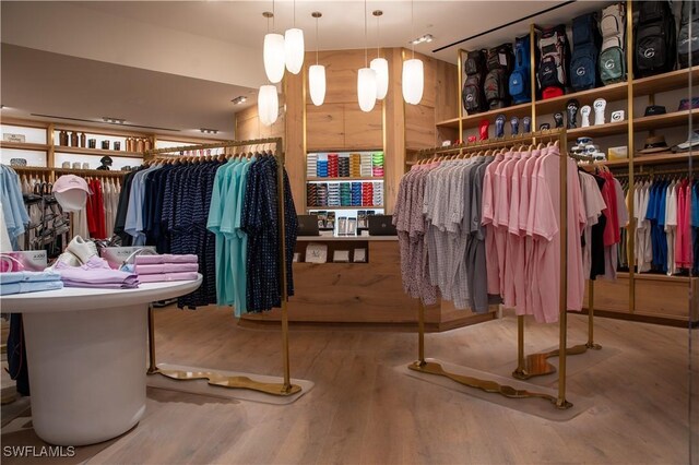 walk in closet with wood-type flooring