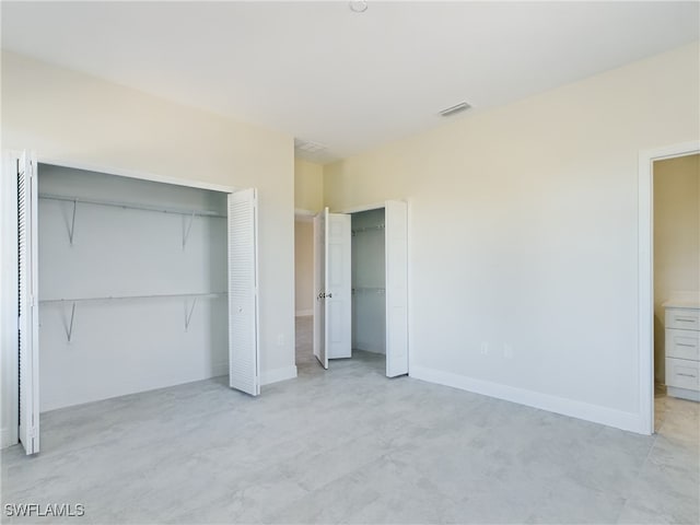 unfurnished bedroom with a closet