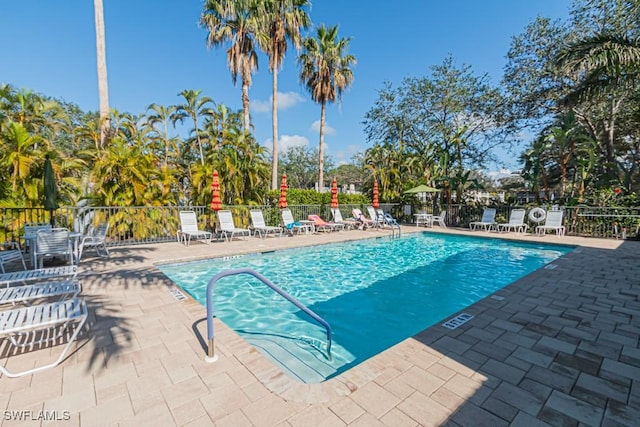 view of pool featuring a patio area