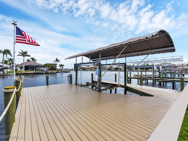 view of dock featuring a water view