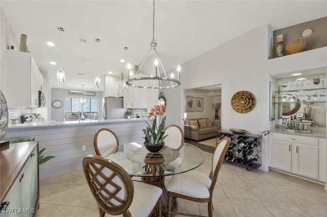 10296 Heritage Bay Blvd Unit 3124, Naples, FL 34120 - dining space featuring a chandelier, light tile patterned floors, and recessed lighting