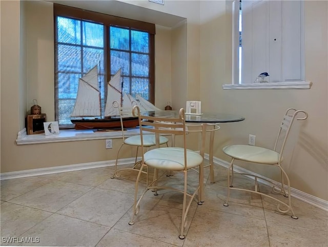 view of tiled dining room