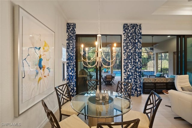 dining room featuring a chandelier and ornamental molding