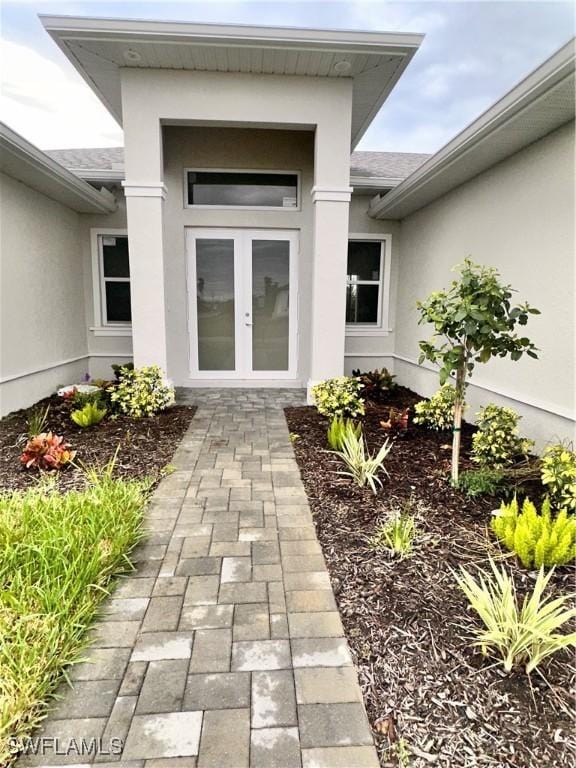 property entrance with french doors