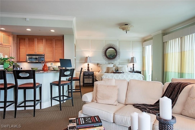 bedroom featuring ornamental molding