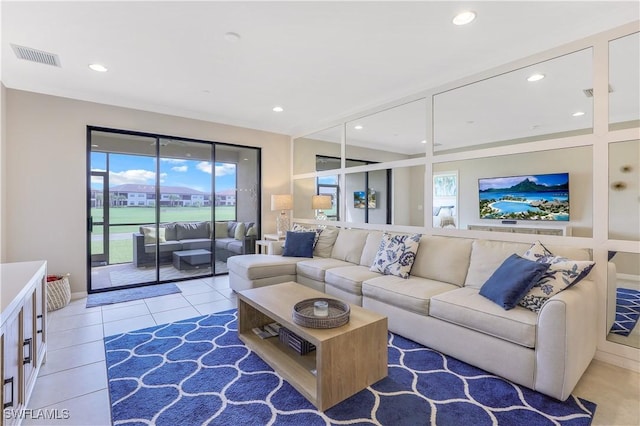 view of tiled living room