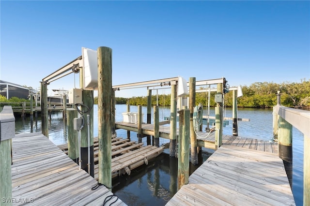 view of dock featuring a water view