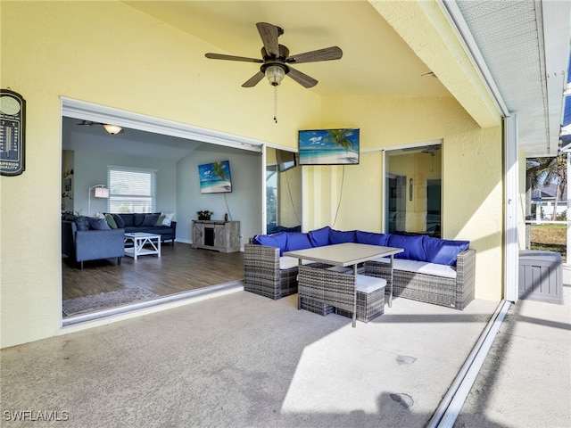 view of patio / terrace with outdoor lounge area and ceiling fan