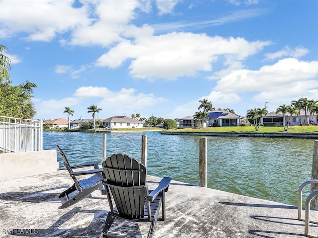 dock area featuring a water view