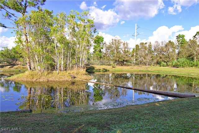 view of dock featuring a water view