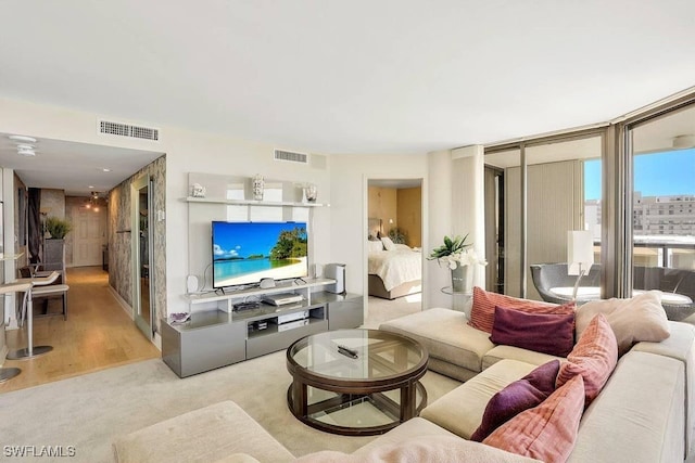 living room with expansive windows