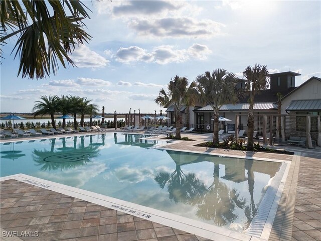 pool featuring a patio area