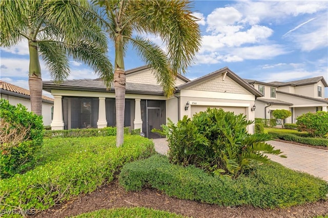 view of front of house with a garage