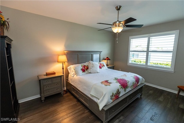 4147 Dutchess Park Rd, Fort Myers, FL 33916 - bedroom with dark wood-style floors and ceiling fan