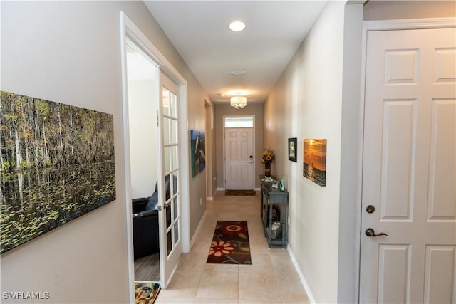 4147 Dutchess Park Rd, Fort Myers, FL 33916 - doorway featuring light tile patterned floors, french doors, and recessed lighting