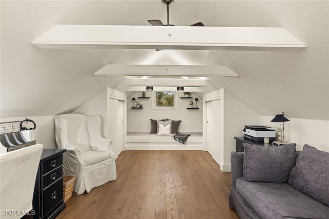 additional living space with lofted ceiling and hardwood / wood-style floors