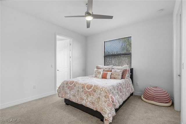 bedroom featuring carpet and ceiling fan