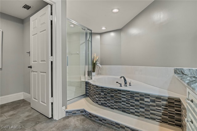 bathroom with plus walk in shower