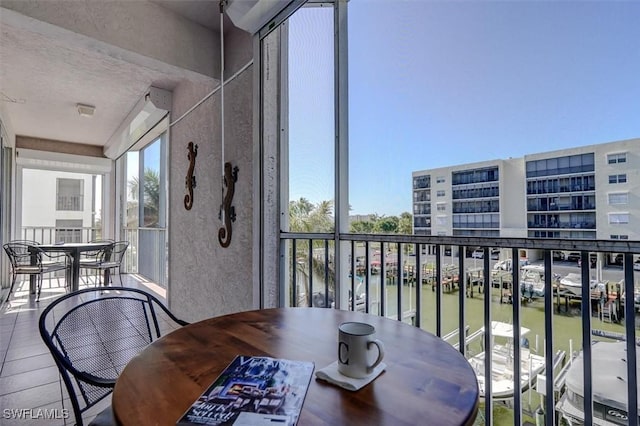 dining room featuring a wall of windows